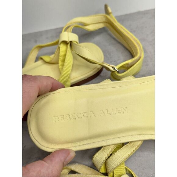 Rebecca Allen The Flat Two Strap Sandals Size 7 Citron Yellow Open Toe - Picture 6 of 8